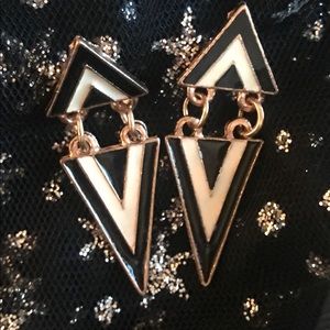 1980’s Style Rose Gold Plate Dangle Earrings